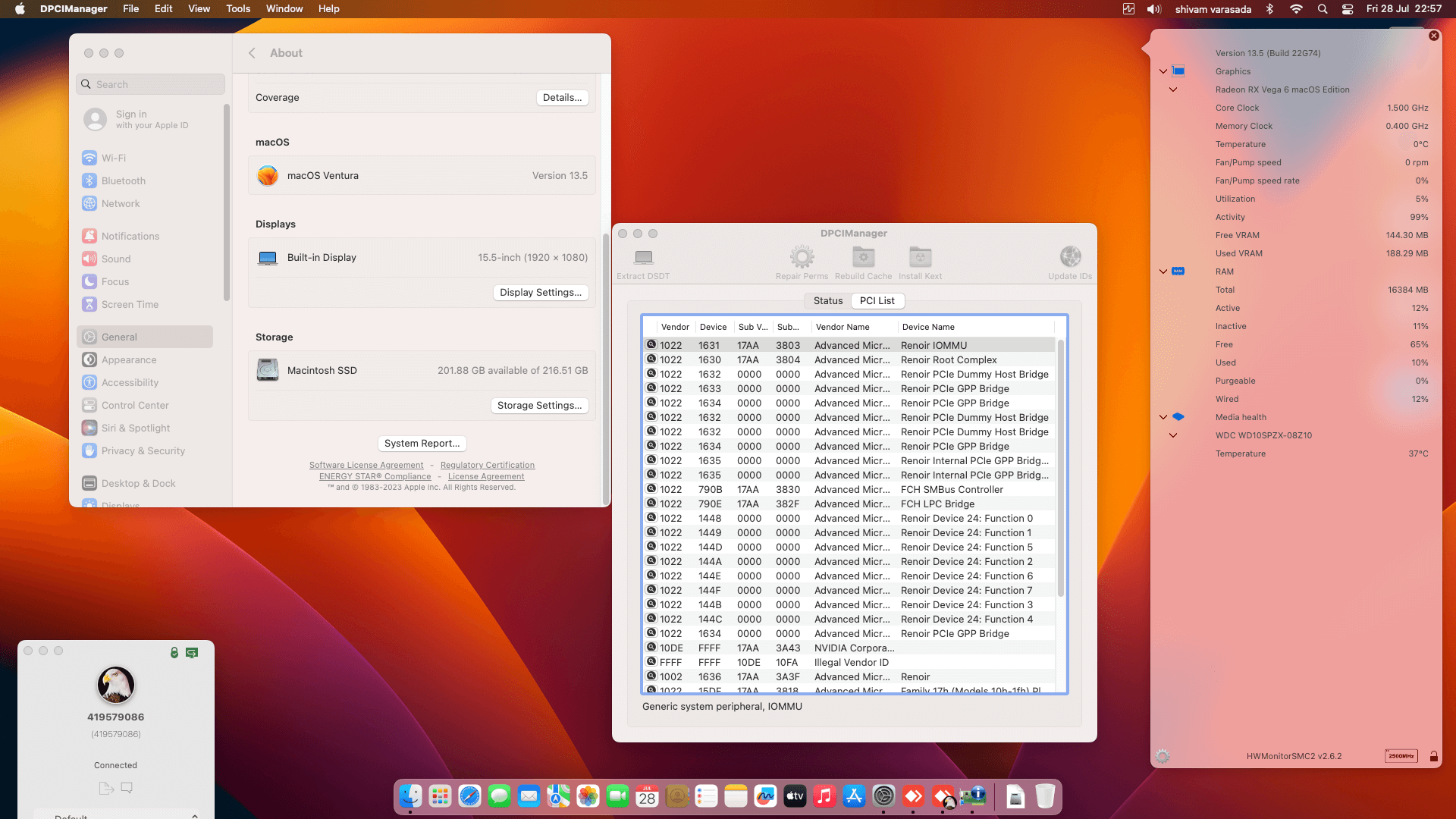 Lenovo Legion 5 15ARH05a [AMD Ryzen 5 4600H + Radeon RX Vega 6 + I2C]   OpenCore 1